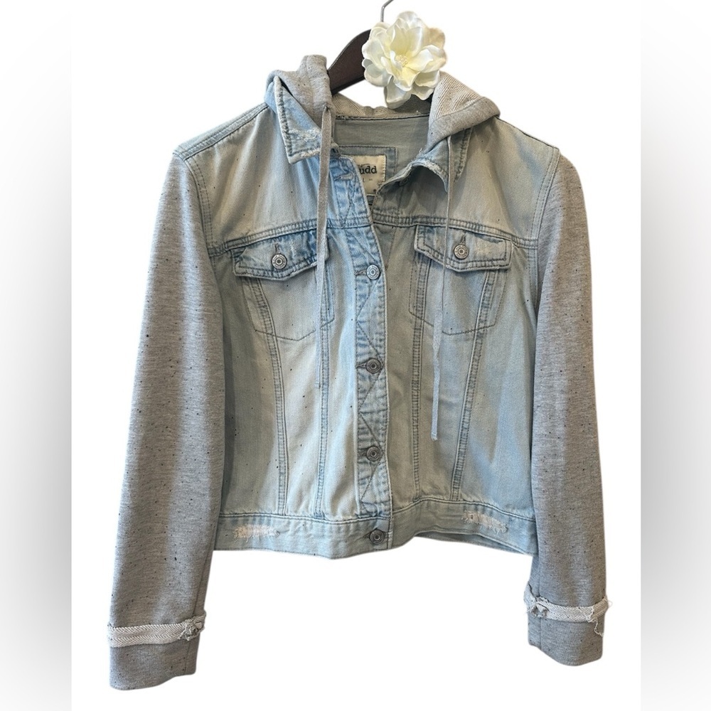 Mudd Denim Hoodie Jacket Y2K Layered Streetwear Tween Girls Youth Large 10-12